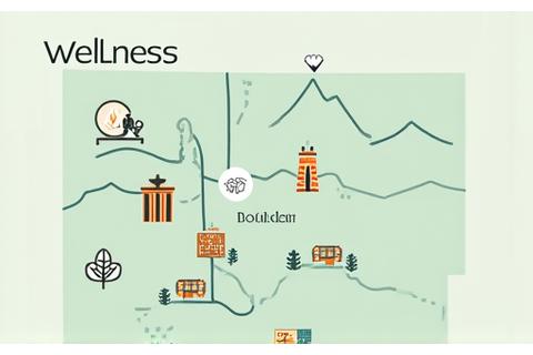 Stylized map of Boulder with icons representing wellness and community engagement.
