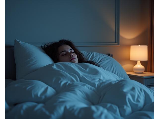 Person sleeping peacefully in a modern bedroom