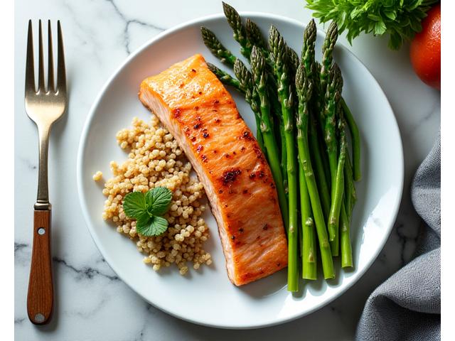 Example of a balanced, protein-rich meal with vibrant components