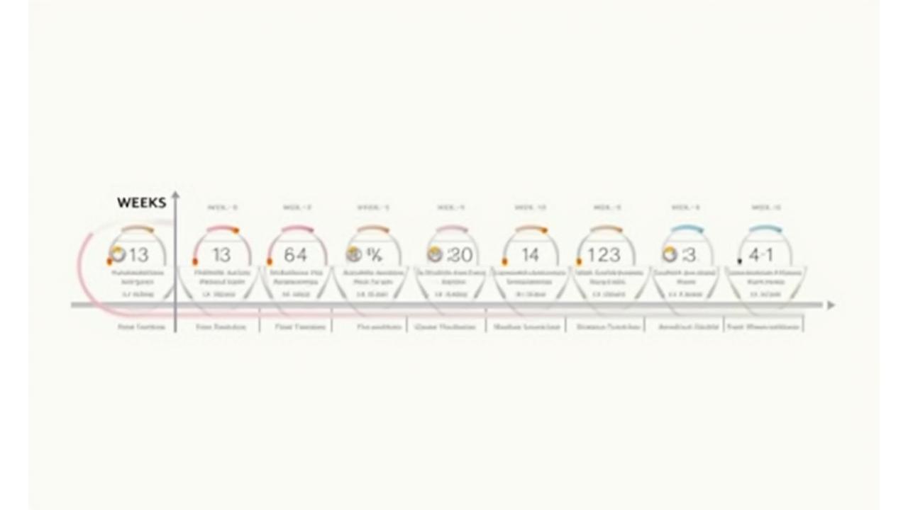 Visual timeline of the 12-week program, highlighting foundational, optimization, advanced, and maintenance phases