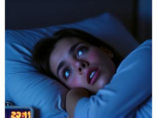 Person tossing and turning in bed, illustrating difficulty falling asleep due to a racing mind.