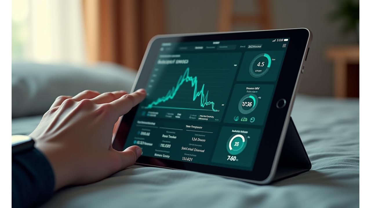 Vibrant Zenith sleep tracking dashboard showing vital metrics: sleep stages, HRV, temperature, movement patterns.
