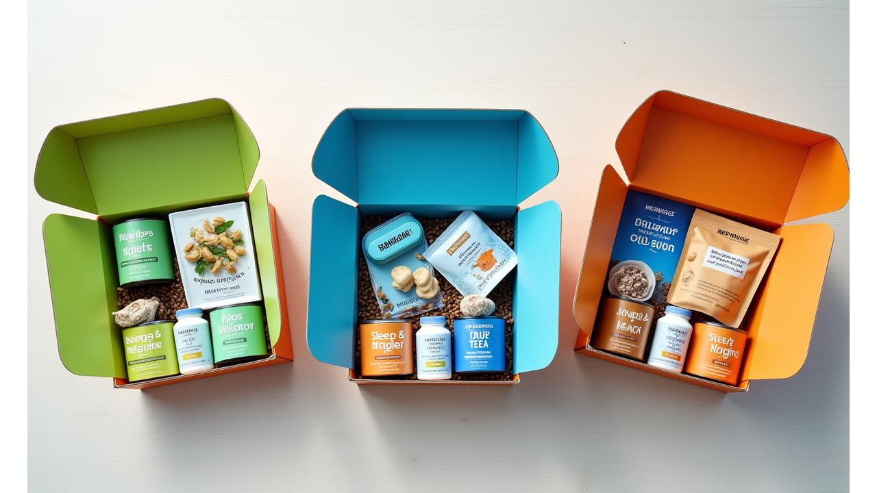 Vibrant Zenith personalized wellness box with various health products tailored for different needs.