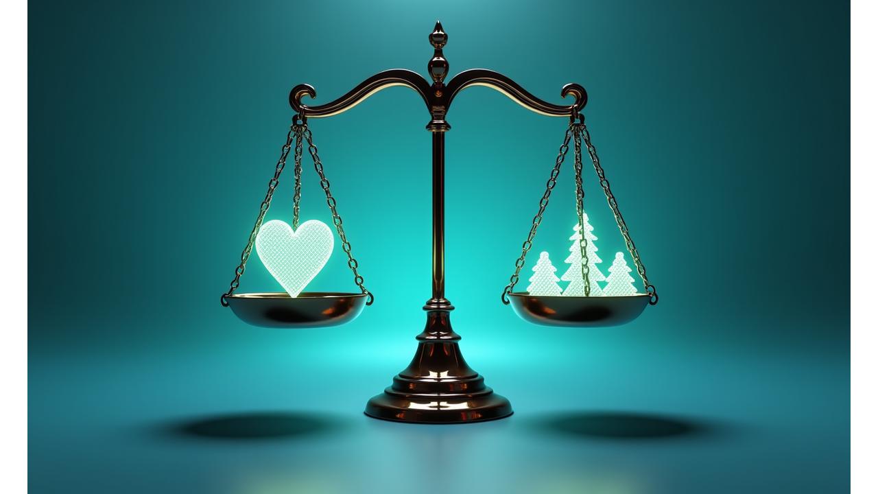 Scales of justice balanced with health-related symbols, representing fairness in liability and dispute resolution.