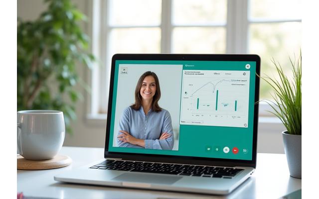 Screenshot of the Vibrant Zenith secure virtual coaching platform with screen sharing and digital whiteboard features.